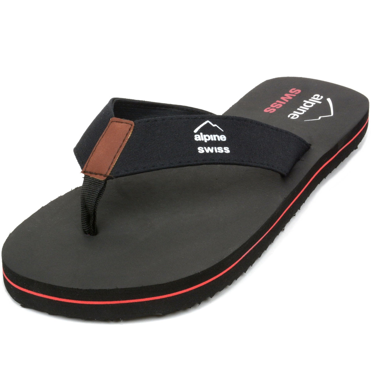 Alpine Swiss Mens Flip Flops Lightweight Thong Sandals Beach Slides EVA Sole for – Black