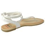Alpine Swiss Womens Gladiator Sandals Braided T-Strap Slingback Roman Flats – White