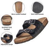 Alpine Swiss Mens Double Strap Contour Sandals Slip on Buckle Slides Vegan Leather – Woven Black