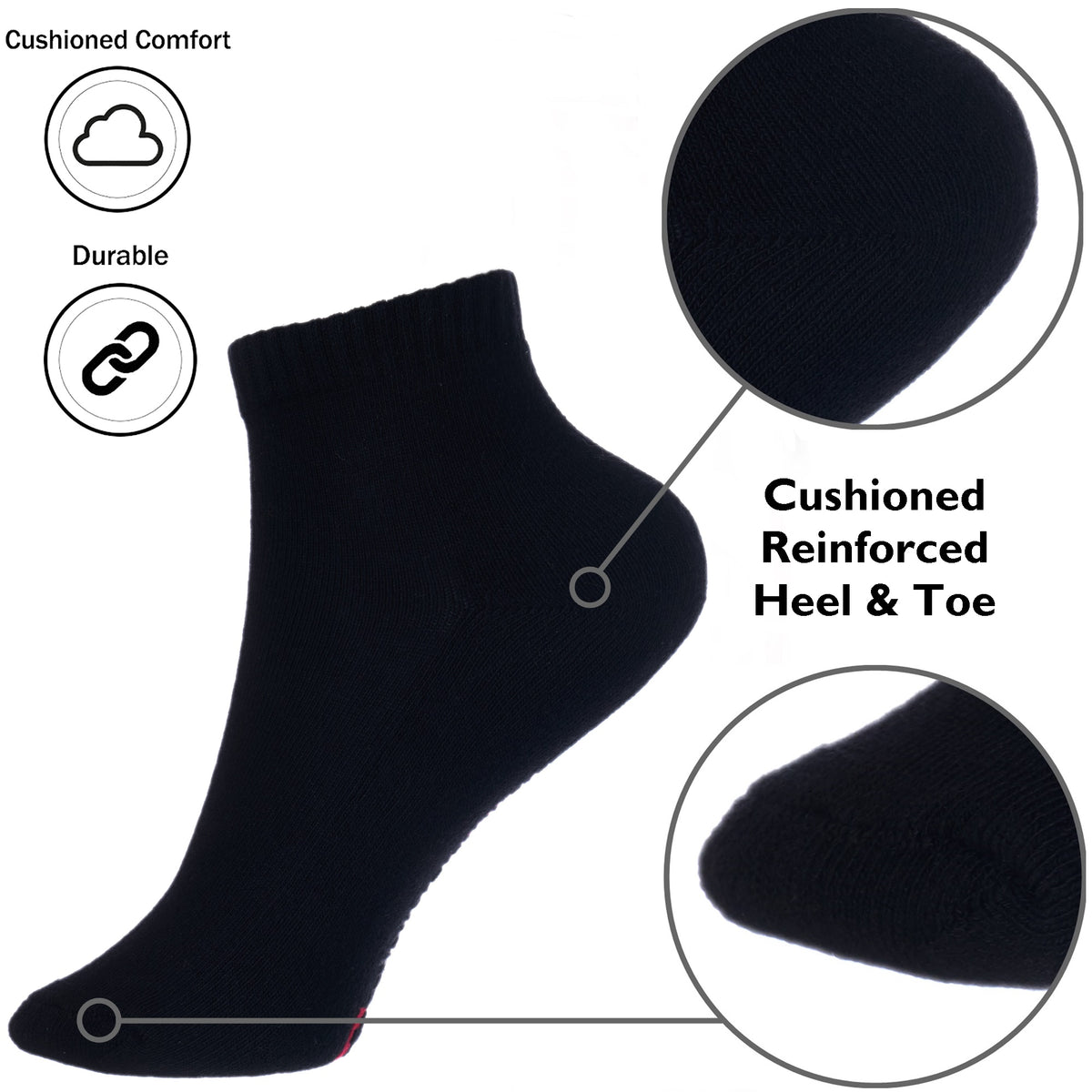 Alpine Swiss Mens Ankle Socks 8 Pack Cotton Athletic Performance Socks for Men – Black