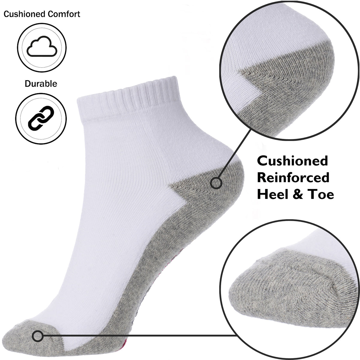 Alpine Swiss Mens Ankle Socks 8 Pack Cotton Athletic Performance Socks for Men – White