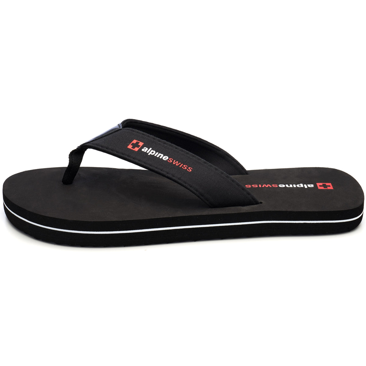 Alpine Swiss Mens Flip Flops Lightweight Thong Sandals Beach Slides EVA Sole for – Obsidian Black
