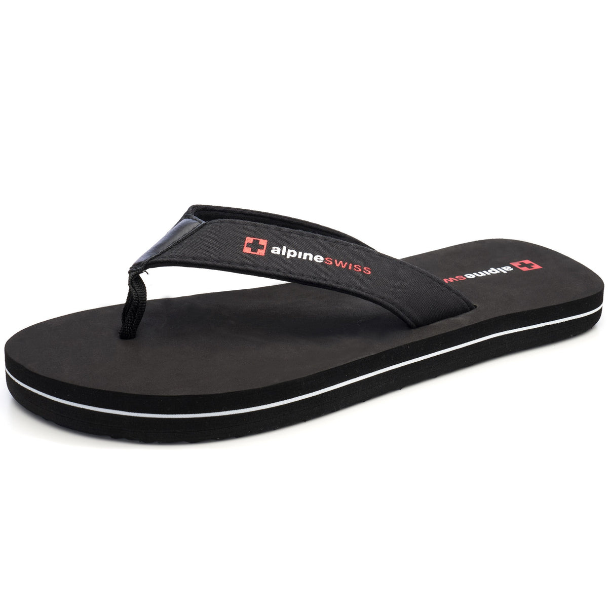 Alpine Swiss Mens Flip Flops Lightweight Thong Sandals Beach Slides EVA Sole for – Obsidian Black