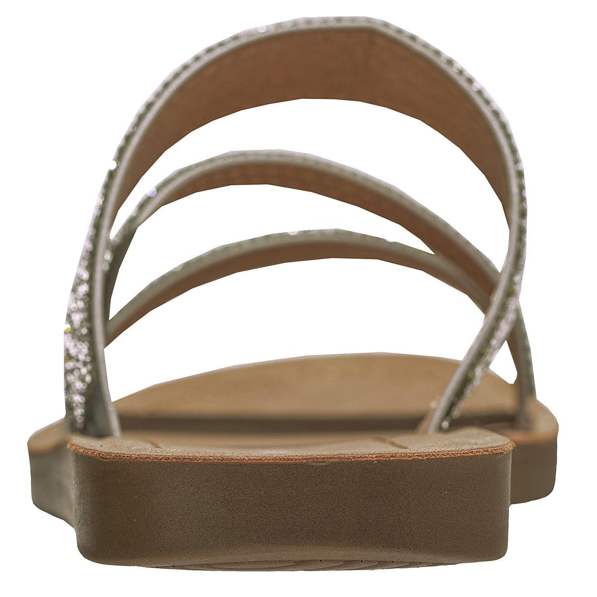 Alpine Swiss Womens Rhinestone Slide Sandals Dressy Summer Strappy Flat Shoes – Silver