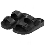 Alpine Swiss Mens Double Strap EVA Slide Sandals Sole Flat Casual Comfort Shoes – Black