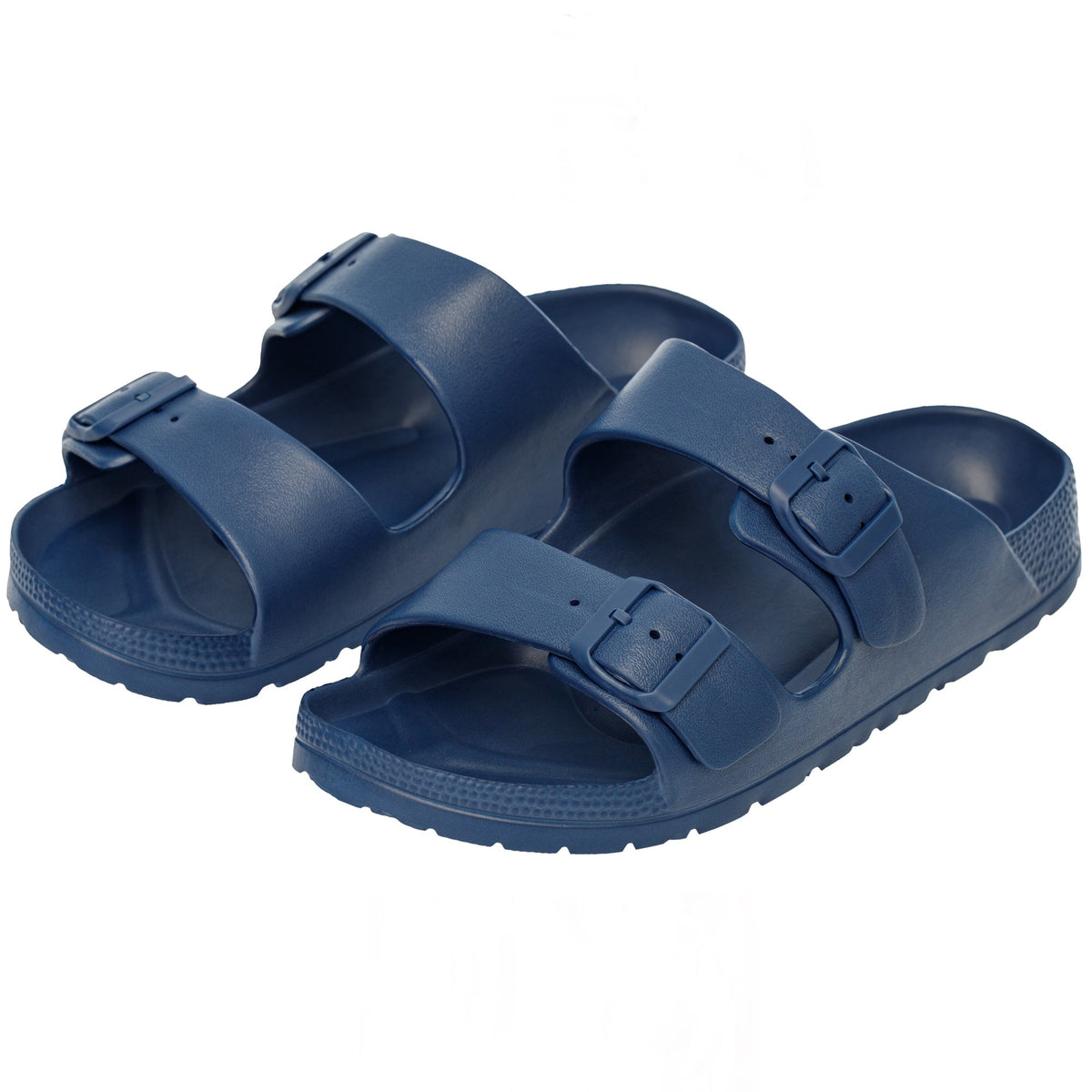 Alpine Swiss Mens Double Strap EVA Slide Sandals Sole Flat Casual Comfort Shoes – Blue