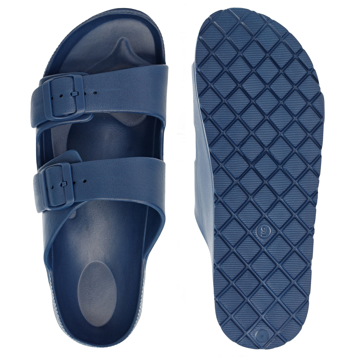Alpine Swiss Mens Double Strap EVA Slide Sandals Sole Flat Casual Comfort Shoes – Blue