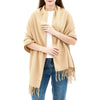 Alpine Swiss Womens Shawl Evening Wrap Pashmina Large Scarf Fringe Cape Poncho – Beige