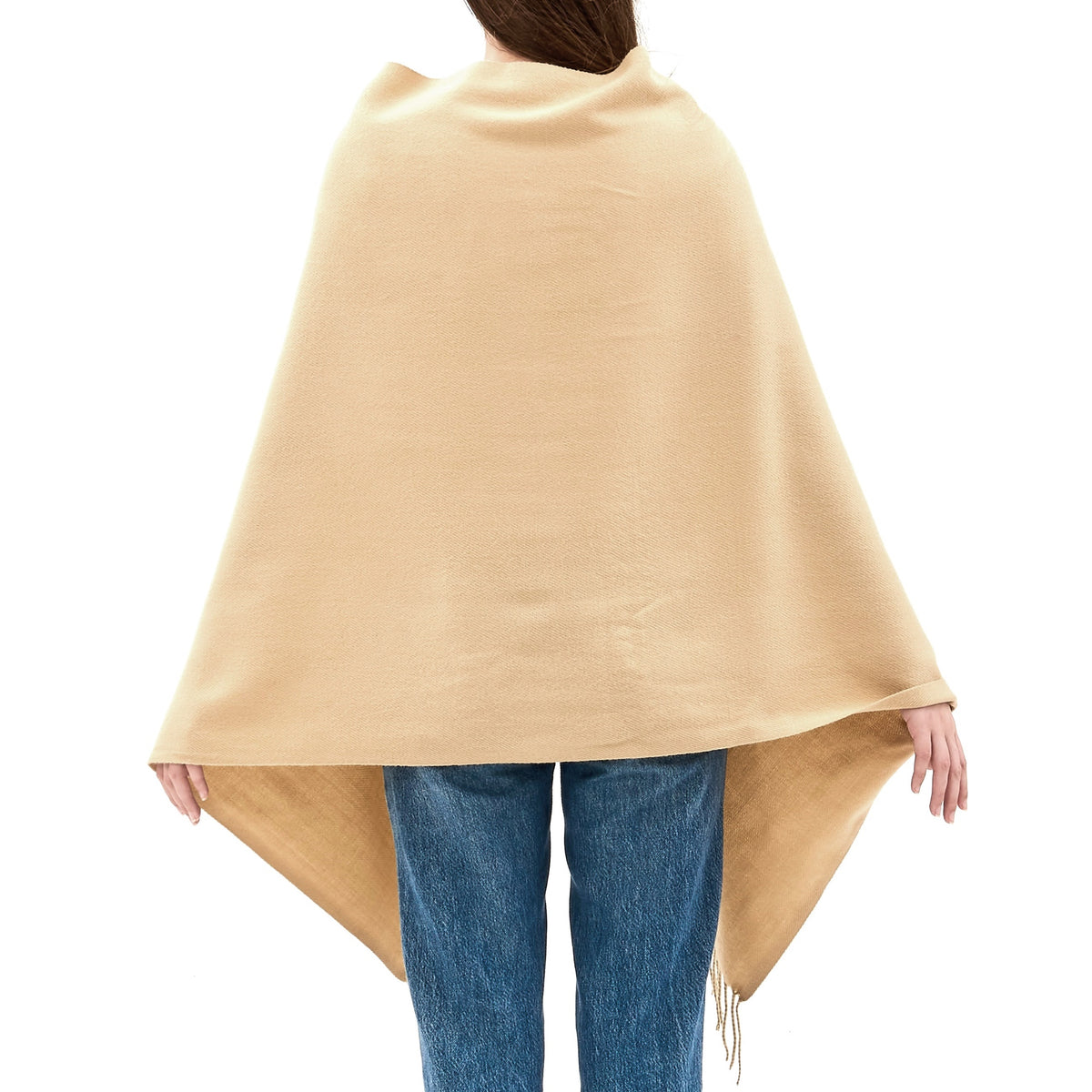 Alpine Swiss Womens Shawl Evening Wrap Pashmina Large Scarf Fringe Cape Poncho – Beige