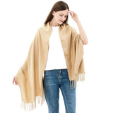 Alpine Swiss Womens Shawl Evening Wrap Pashmina Large Scarf Fringe Cape Poncho – Beige