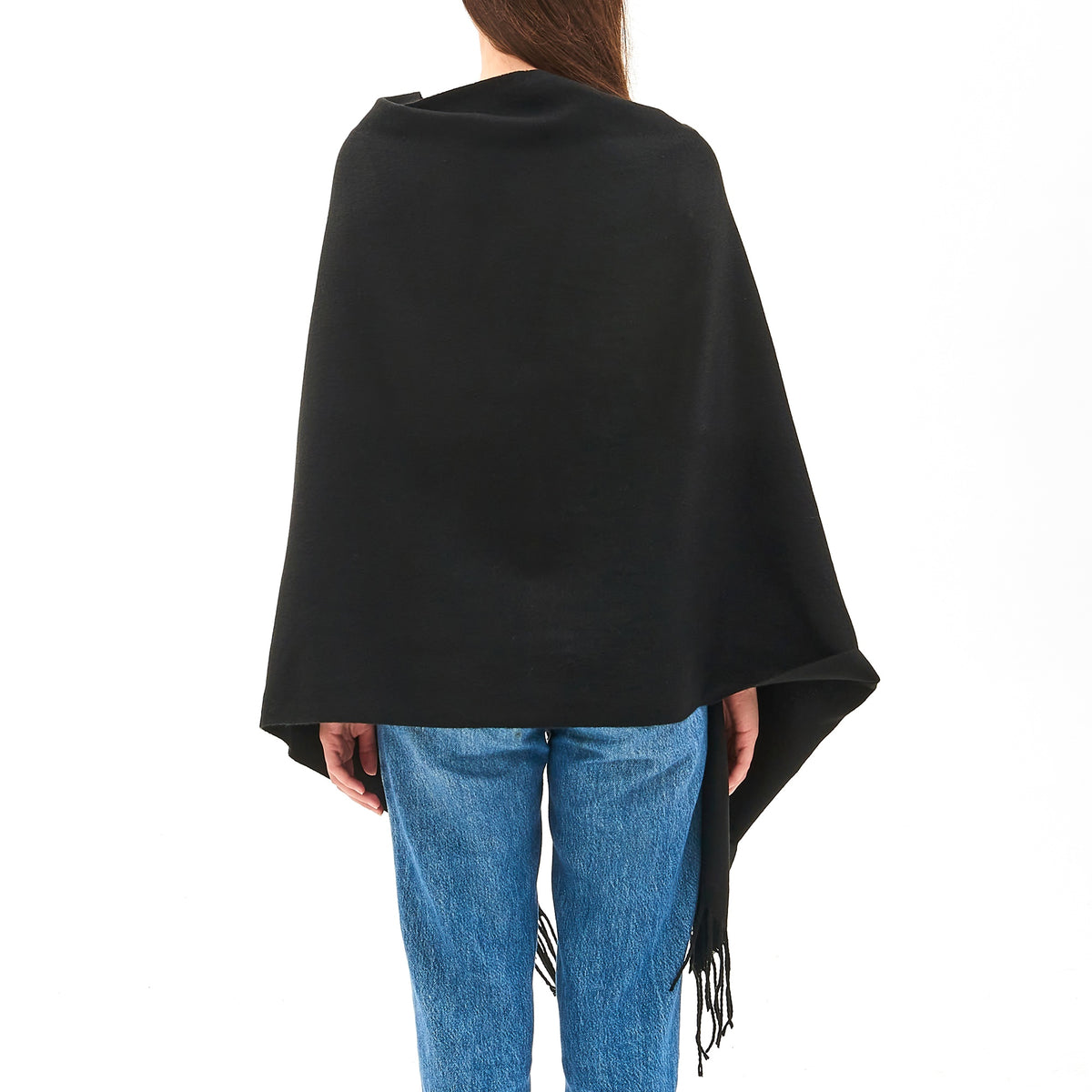 Alpine Swiss Womens Shawl Evening Wrap Pashmina Large Scarf Fringe Cape Poncho – Black