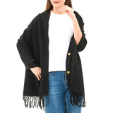 Alpine Swiss Womens Shawl Evening Wrap Pashmina Large Scarf Fringe Cape Poncho – Black