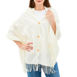 Alpine Swiss Womens Shawl Evening Wrap Pashmina Large Scarf Fringe Cape Poncho – Cream
