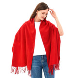 Alpine Swiss Womens Shawl Evening Wrap Pashmina Large Scarf Fringe Cape Poncho – Red