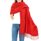Alpine Swiss Womens Shawl Evening Wrap Pashmina Large Scarf Fringe Cape Poncho – Red