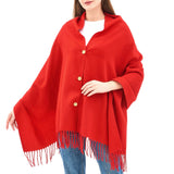 Alpine Swiss Womens Shawl Evening Wrap Pashmina Large Scarf Fringe Cape Poncho – Red