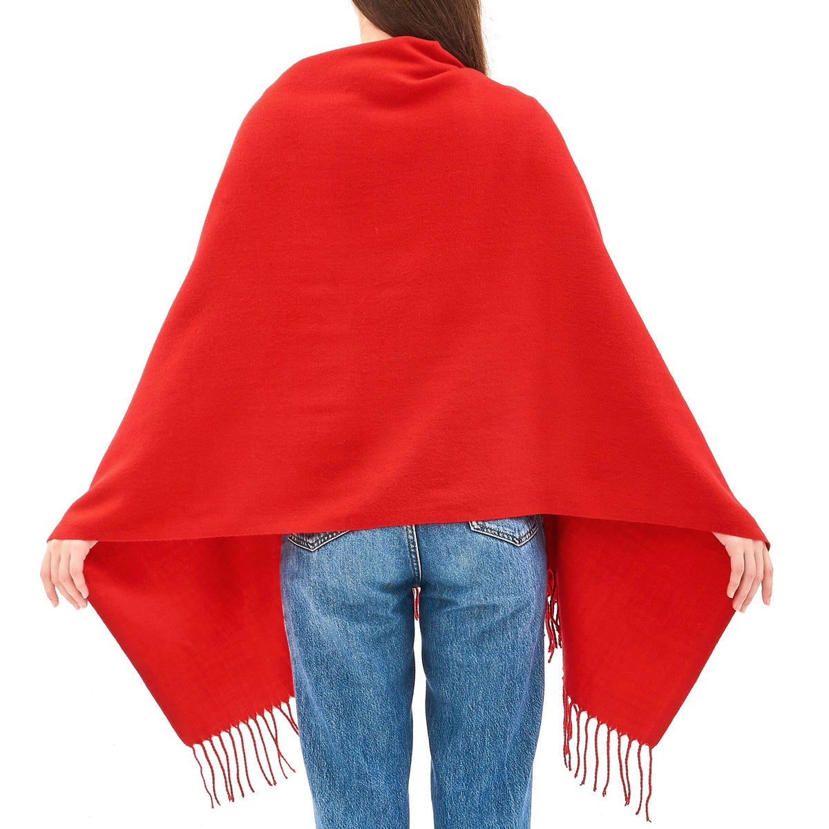 Alpine Swiss Womens Shawl Evening Wrap Pashmina Large Scarf Fringe Cape Poncho – Red