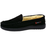 Alpine Swiss Mens Moccasin Slippers Genuine Suede House Shoe Memory Foam Insole – Black