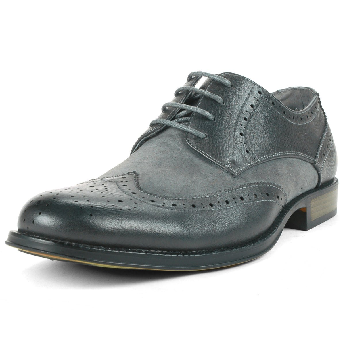 Alpine Swiss Zurich Mens Wing Tip Dress Shoes Two Tone Brogue Lace Up Oxfords – 2-Tone Gray