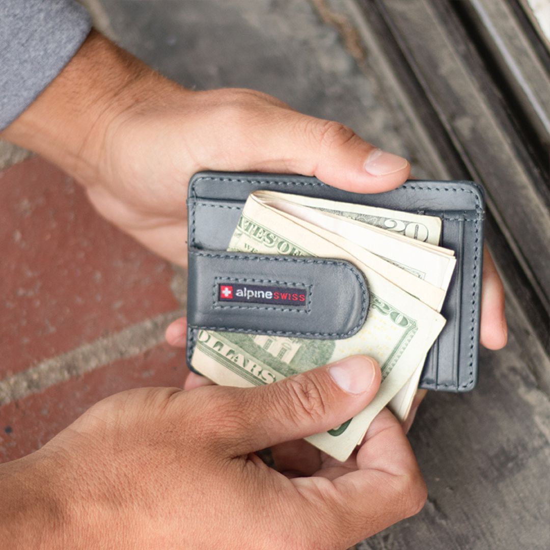 grey money clip wallet for men