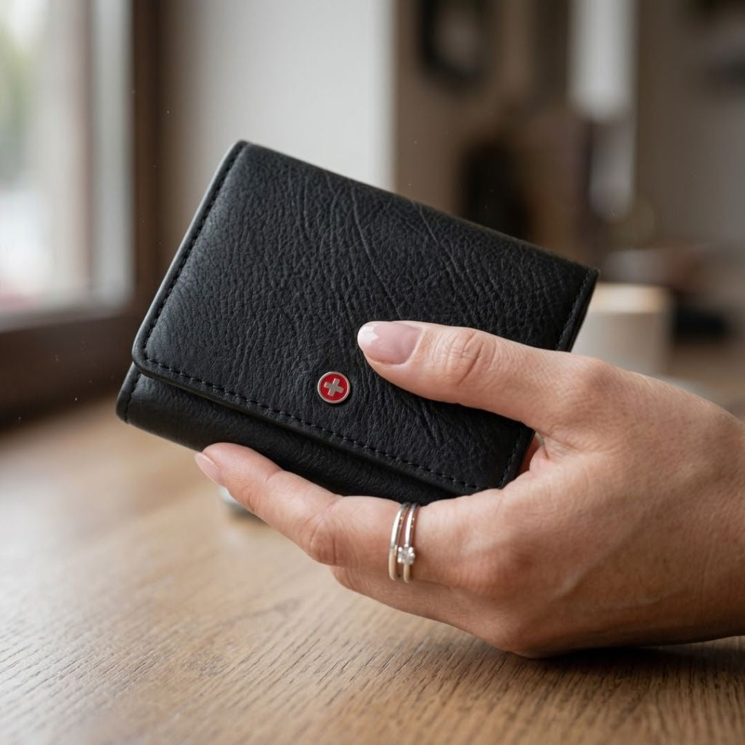 black leather wallet for women