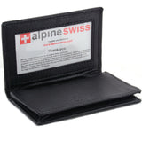 Alpine Swiss Expandable Business Card Case Genuine Leather Front Pocket Wallet – Black