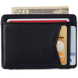 Alpine Swiss Men RFID Safe Minimalist Front Pocket Wallet Leather Thin Card Case – Black