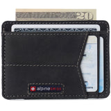 Alpine Swiss Men RFID Safe Minimalist Front Pocket Wallet Leather Thin Card Case – Nubuck Black