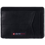 Alpine Swiss Men RFID Safe Minimalist Front Pocket Wallet Leather Thin Card Case – Glossy Nappa Black