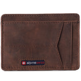 Alpine Swiss Men RFID Safe Minimalist Front Pocket Wallet Leather Thin Card Case – Nubuck Tan