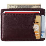 Alpine Swiss Men RFID Safe Minimalist Front Pocket Wallet Leather Thin Card Case – Burgundy