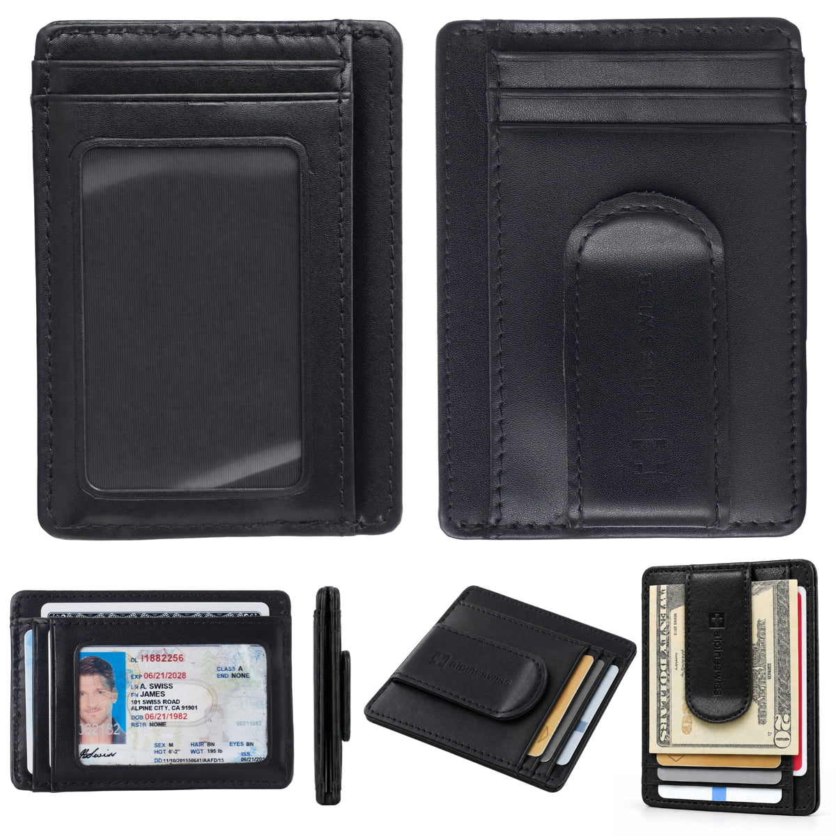 Alpine Swiss RFID Dermot Money Clip Front Pocket Wallet For Men Leather Comes in a Gift Box