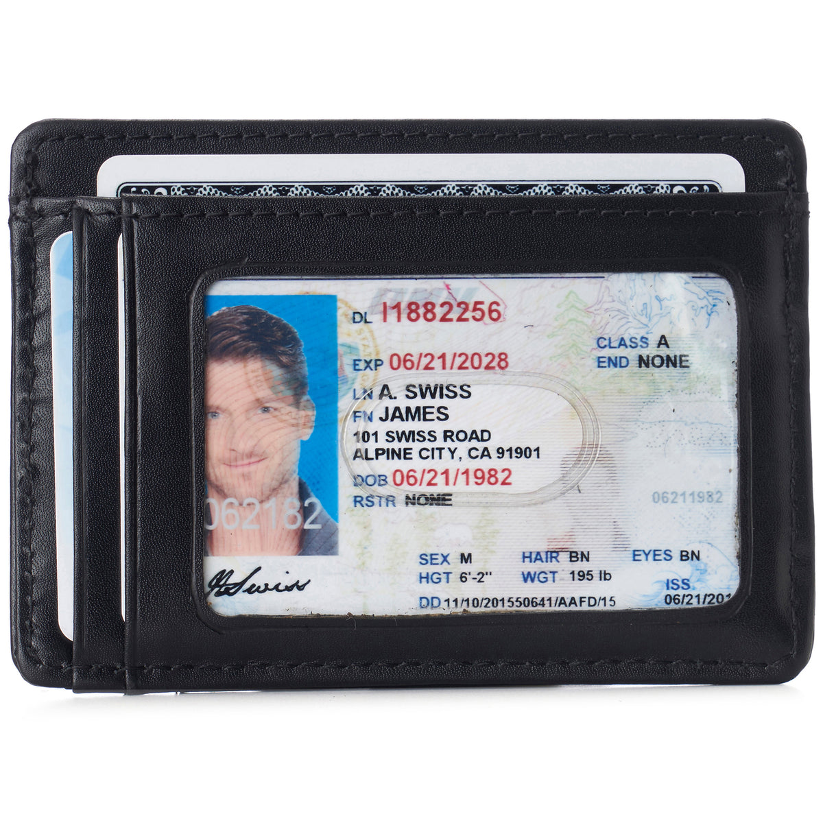 Alpine Swiss Mens RFID Money Clip Leather Minimalist Wallet Card Case ID Window – Smooth Finish Black