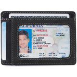 Alpine Swiss Mens RFID Money Clip Leather Minimalist Wallet Card Case ID Window – Nubuck Black