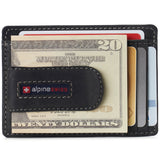 Alpine Swiss Mens RFID Money Clip Leather Minimalist Wallet Card Case ID Window – Nubuck Black
