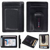 Alpine Swiss RFID Dermot Money Clip Front Pocket Wallet - Glossy Nappa Black