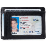 Alpine Swiss Mens RFID Money Clip Leather Minimalist Wallet Card Case ID Window – Glossy Nappa Black