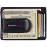 Alpine Swiss Mens RFID Money Clip Leather Minimalist Wallet Card Case ID Window – Glossy Nappa Black