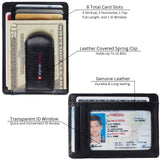 Alpine Swiss Mens RFID Money Clip Leather Minimalist Wallet Card Case ID Window – Glossy Nappa Black