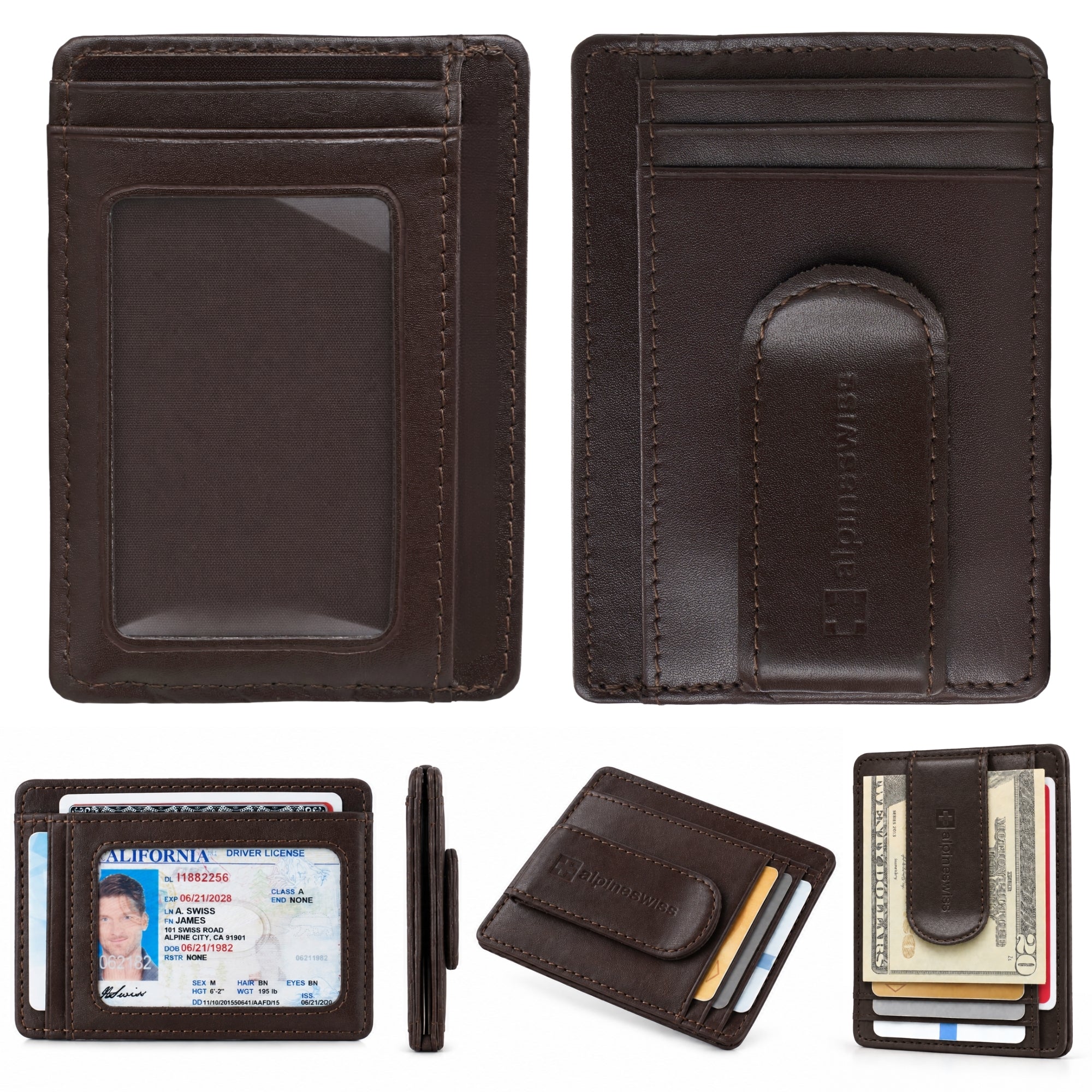 Alpine Swiss RFID Dermot Money Clip Front Pocket Wallet For Men