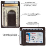 Alpine Swiss Mens RFID Money Clip Leather Minimalist Wallet Card Case ID Window – Smooth Finish Brown
