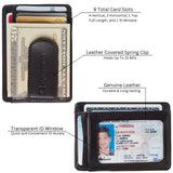 Alpine Swiss Mens RFID Money Clip Leather Minimalist Wallet Card Case ID Window – Brown