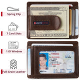 Alpine Swiss RFID Dermot Money Clip Front Pocket Wallet - Glossy Nappa Brown
