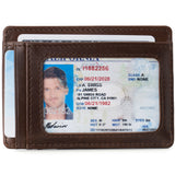 Alpine Swiss Mens RFID Money Clip Leather Minimalist Wallet Card Case ID Window – Glossy Nappa Brown