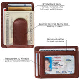 Alpine Swiss Mens RFID Money Clip Leather Minimalist Wallet Card Case ID Window – Tan