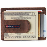 Alpine Swiss Mens RFID Money Clip Leather Minimalist Wallet Card Case ID Window – Nubuck Tan