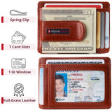 Alpine Swiss RFID Dermot Money Clip Front Pocket Wallet - Glossy Nappa Tan