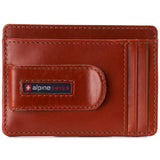 Alpine Swiss Mens RFID Money Clip Leather Minimalist Wallet Card Case ID Window – Glossy Nappa Tan