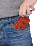 Alpine Swiss Mens RFID Money Clip Leather Minimalist Wallet Card Case ID Window – Glossy Nappa Tan