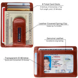 Alpine Swiss Mens RFID Money Clip Leather Minimalist Wallet Card Case ID Window – Glossy Nappa Tan